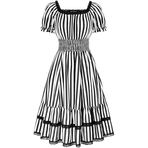 Women's Scarlet Darkness Gothic Victorian Dresses Renaissance Costume Midi Dress - Picture 6 of 8